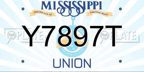 Y7897T Mississippi License Plate