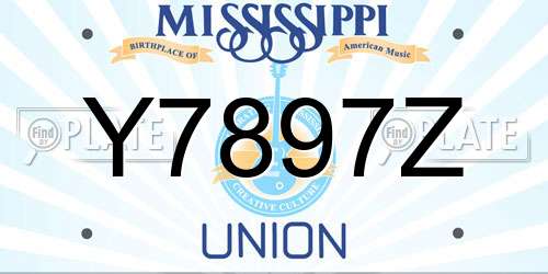 Y7897Z Mississippi License Plate