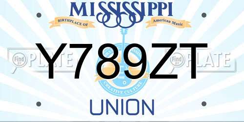 Y789ZT Mississippi License Plate