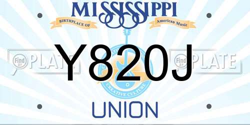 Y820J Mississippi License Plate