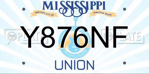Y876NF Mississippi License Plate