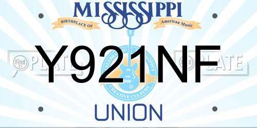 Y921NF Mississippi License Plate