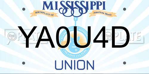 YA0U4D Mississippi License Plate