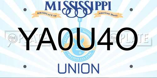 YA0U4O Mississippi License Plate