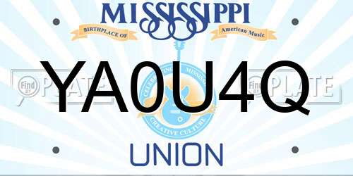 YA0U4Q Mississippi License Plate