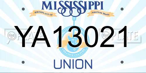 YA13021 Mississippi License Plate