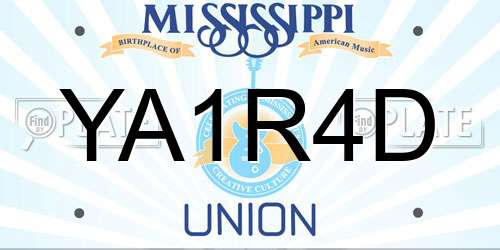 YA1R4D Mississippi License Plate