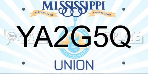 YA2G5Q Mississippi License Plate