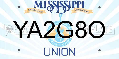 YA2G8O Mississippi License Plate