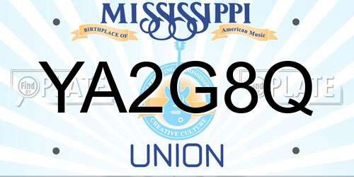 YA2G8Q Mississippi License Plate