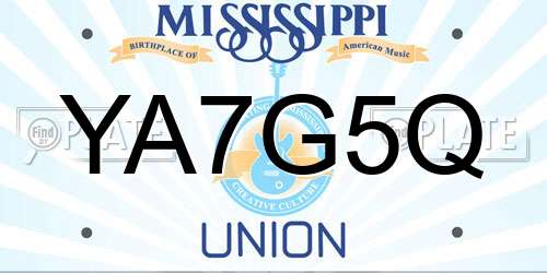 YA7G5Q Mississippi License Plate