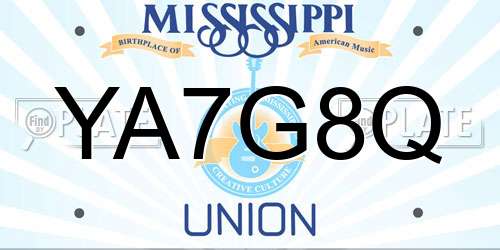 YA7G8Q Mississippi License Plate
