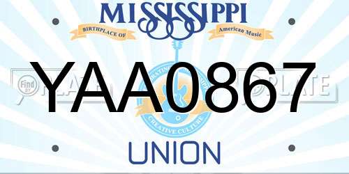 YAA0867 Mississippi License Plate