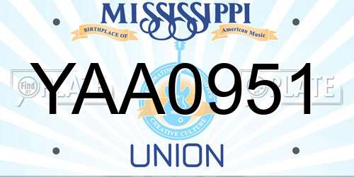 YAA0951 Mississippi License Plate