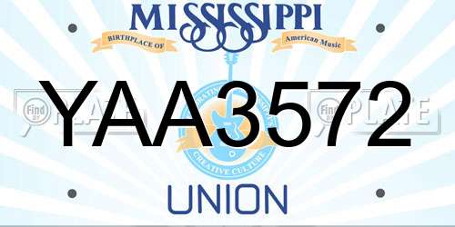 YAA3572 Mississippi License Plate