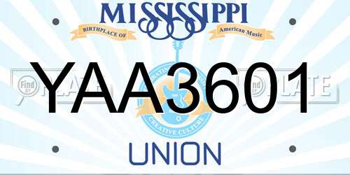 YAA3601 Mississippi License Plate