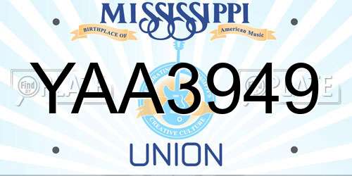 YAA3949 Mississippi License Plate