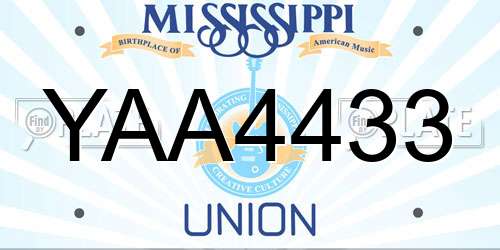 YAA4433 Mississippi License Plate