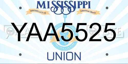 YAA5525 Mississippi License Plate