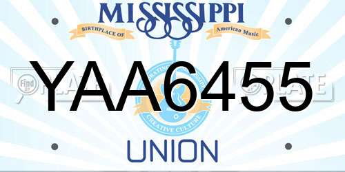 YAA6455 Mississippi License Plate