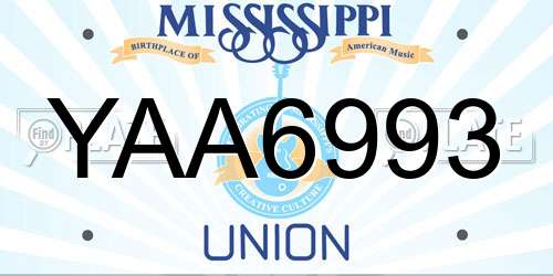 YAA6993 Mississippi License Plate