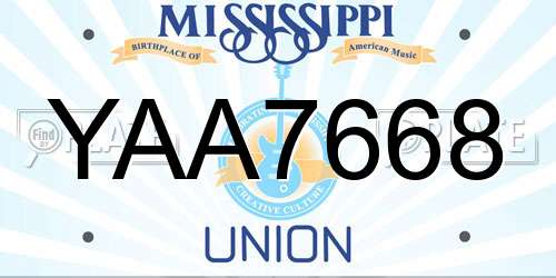 YAA7668 Mississippi License Plate