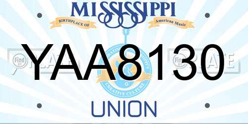 YAA8130 Mississippi License Plate