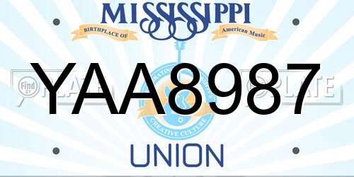 YAA8987 Mississippi License Plate