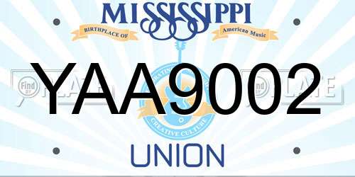 YAA9002 Mississippi License Plate
