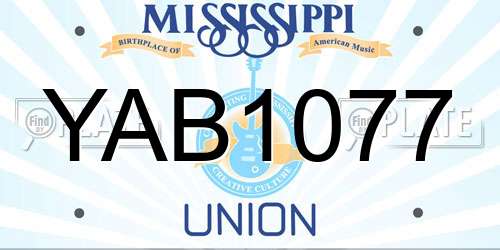 YAB1077 Mississippi License Plate