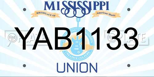 YAB1133 Mississippi License Plate