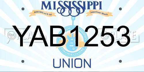 YAB1253 Mississippi License Plate