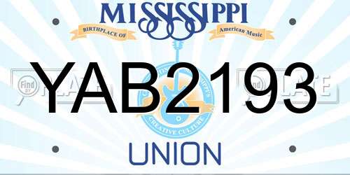 YAB2193 Mississippi License Plate