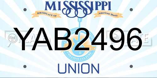 YAB2496 Mississippi License Plate