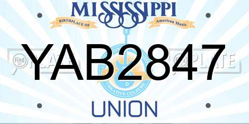 YAB2847 Mississippi License Plate