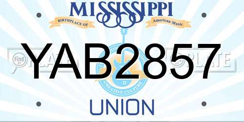 YAB2857 Mississippi License Plate