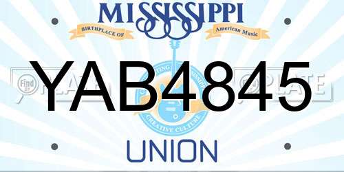 YAB4845 Mississippi License Plate