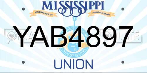 YAB4897 Mississippi License Plate