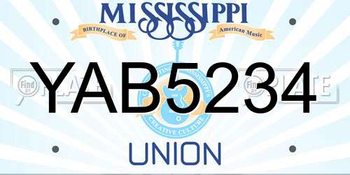 YAB5234 Mississippi License Plate