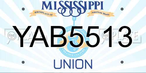 YAB5513 Mississippi License Plate