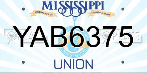 YAB6375 Mississippi License Plate