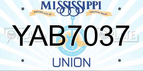 YAB7037 Mississippi License Plate