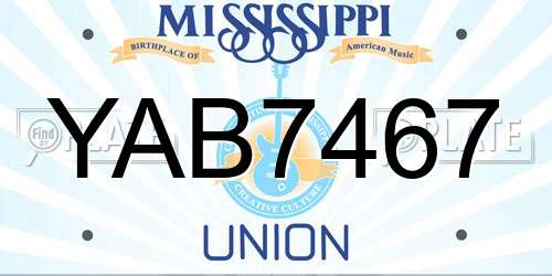 YAB7467 Mississippi License Plate
