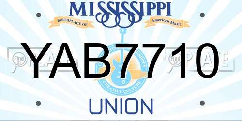 YAB7710 Mississippi License Plate