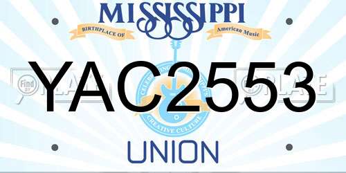 YAC2553 Mississippi License Plate