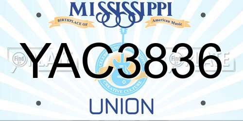 YAC3836 Mississippi License Plate