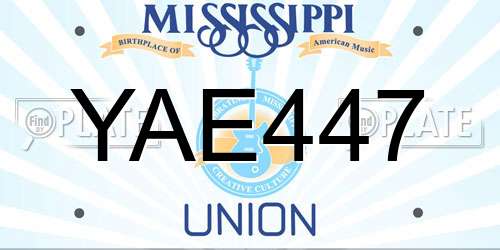 YAE447 Mississippi License Plate