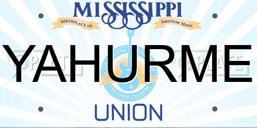 YAHURME Mississippi License Plate