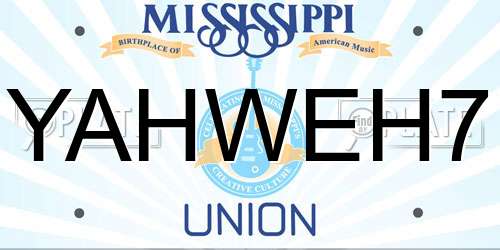 YAHWEH7 Mississippi License Plate