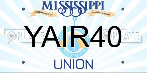 YAIR40 Mississippi License Plate